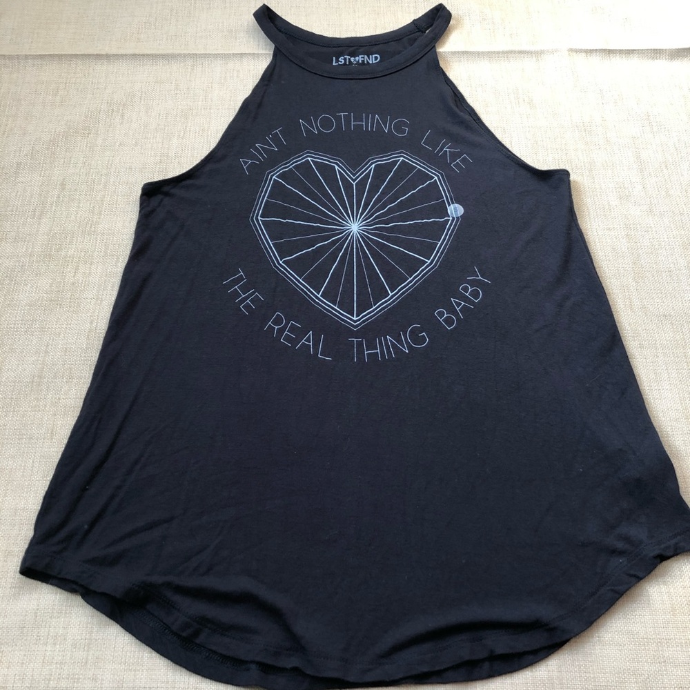 AEO Black Lyric High Neck Sleeveless Tank Top Tee